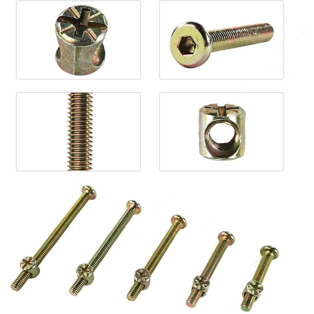 Crib Screws Hardware Replacement kit, M6 Furniture Bolt and Nuts