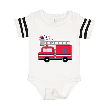 

Inktastic 4th of July Firetruck with Red and Blue Stars Gift Baby Boy or Baby Girl Bodysuit