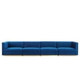 thumbnail image 3 of Modway Sanguine Channel Tufted Performance Velvet 4-Seat Modular Sectional Sofa in Navy, 3 of 10