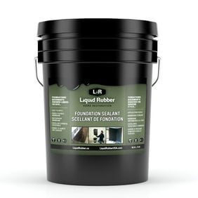 Liquid Rubber Foundation and Basement Sealant - Indoor & Outdoor Use - Easy to Apply - Waterproof Coating - Black, 5 Gallon
