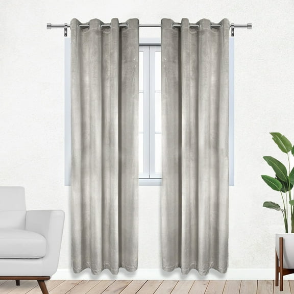 Your Chair Covers - 52 X 96 Inch Velvet Curtains with Grommets Gray - 2 Panels