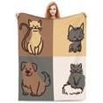 thumbnail image 5 of LNWH Pets Cats and Dogs Icons Pattern Throw Blanket, Flannel Sofa Blankets for All Seasons, 40"x30", 5 of 8