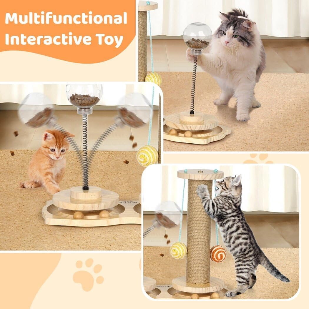 AmgoCat Scratching Post & Interactive Cat Toy Ball with 0.7 Inch Feeding Hole