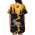 thumbnail image 6 of Fotbe Sunset River Pine Trees Print Pajama Set for Women 2 Piece Loungewear Short Sleeve Tops and Shorts Set Soft Sleepwear-XX-Large, 6 of 7