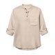 thumbnail image 3 of Ceisia Men's Cotton Linen Henley Shirt | Relaxed Fit Stand Collar Long Sleeve Casual Button-Down Top Gifts, 3 of 6