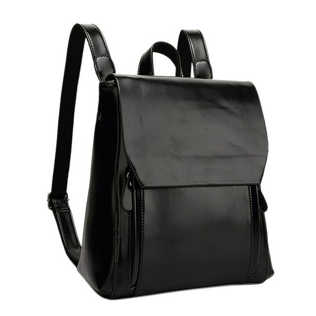 DEBGFS Women Leather Handbag Soft Face Fashion Retro College Backpack,black