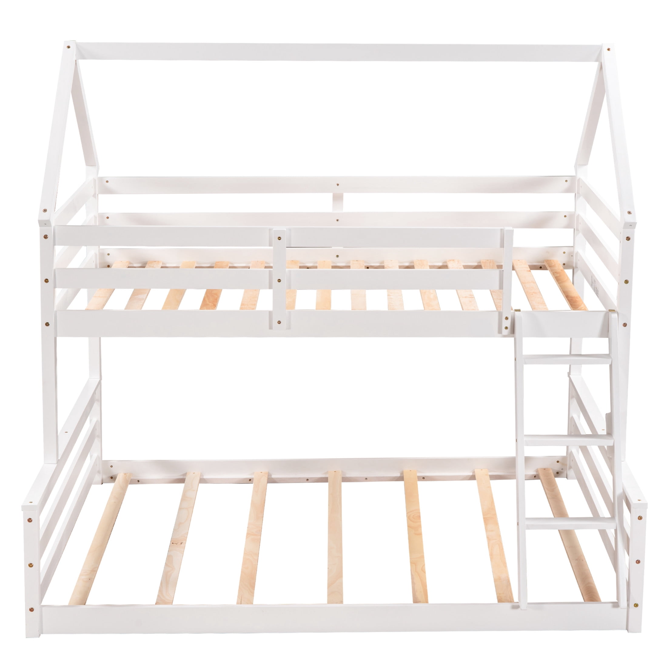 Noble House Flora Twin over Full House Bunk Bed with Ladder, Convertible 2-in-1 Design, Space Saving, White