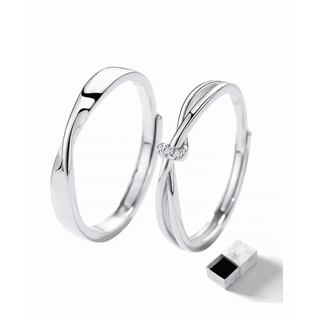 Xtellar Anillo De Compromiso De Promesa Plata 925 Hombre Y Mujer 2pz
