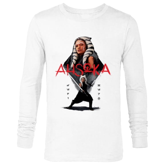 Star Wars Ahsoka Tano Jedi Hero Aurebesh Disney  - Long Sleeve T-Shirt for Men - Customized-White