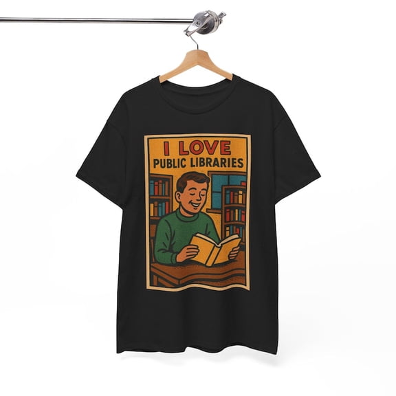 I Love Public Libraries T-Shirt Retro Comic Book Reader Graphic Tee Book Lover Shirt Librarian Gift Unisex