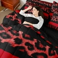 thumbnail image 4 of Feelyou Red Leopard Cheetah Print Twin Bedding Sets 7pcs, Abstract Lines Comforter Set, 4 of 8