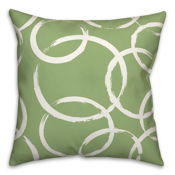 Creative Products Green and White Circles 18x18 Indoor / Outdoor Pillow