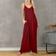 thumbnail image 2 of Vestido largo con tirantes, bolsillos y corte holgado, de color liso, para mujer - Vestido largo tipo chaleco sexy, 2 of 4