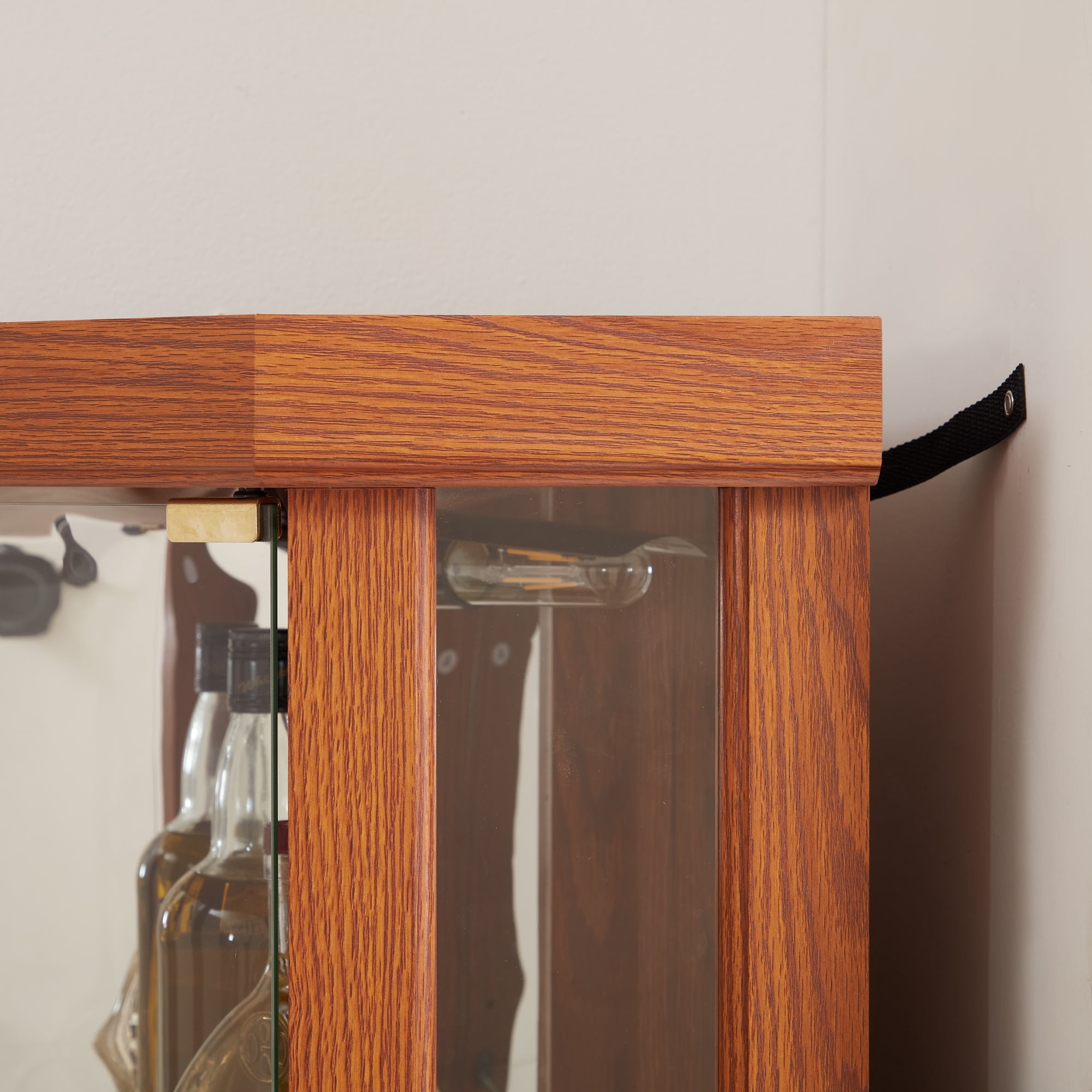 Leumius Corner Lighted Curio Cabinet Corner Glass Cabinet Lighted Curio Cabinet Corner Display Case for Living Room, Curio Cabinet, Antique Collection, Wine Dark Oak