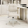 thumbnail image 2 of Costway Home Office Chair Chenille Upholstered Task Chair with Cushioned Back Beige, 2 of 10