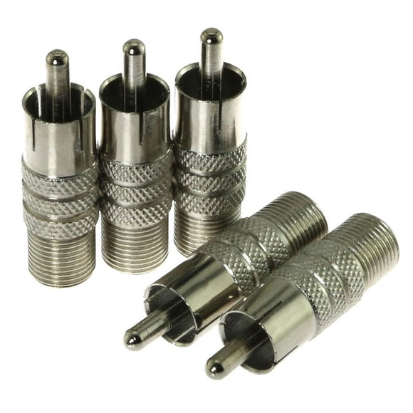 E-outstanding 5PCS RCA Male to F-Type Female Coax Coaxial Cable Adapter Connector Converter Silver