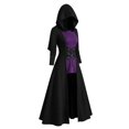 thumbnail image 5 of 2026 Women Renaissance Hooded Maxi Dress, Steam Punk Lace Up Front Long Dress, Vintage Gothic Holiday Party Gown, 5 of 6