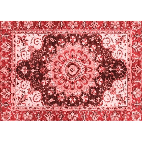 Ahgly Company Indoor Rectangle Geometric Red Traditional Area Rugs, 4' x 6'