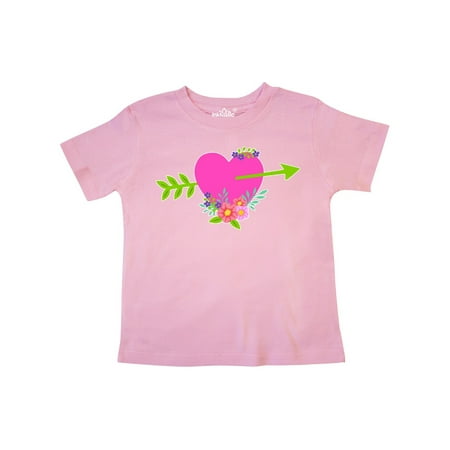 

Inktastic Valentine s Day Pink Heart with Flowers and Arrow Gift Toddler Boy or Toddler Girl T-Shirt