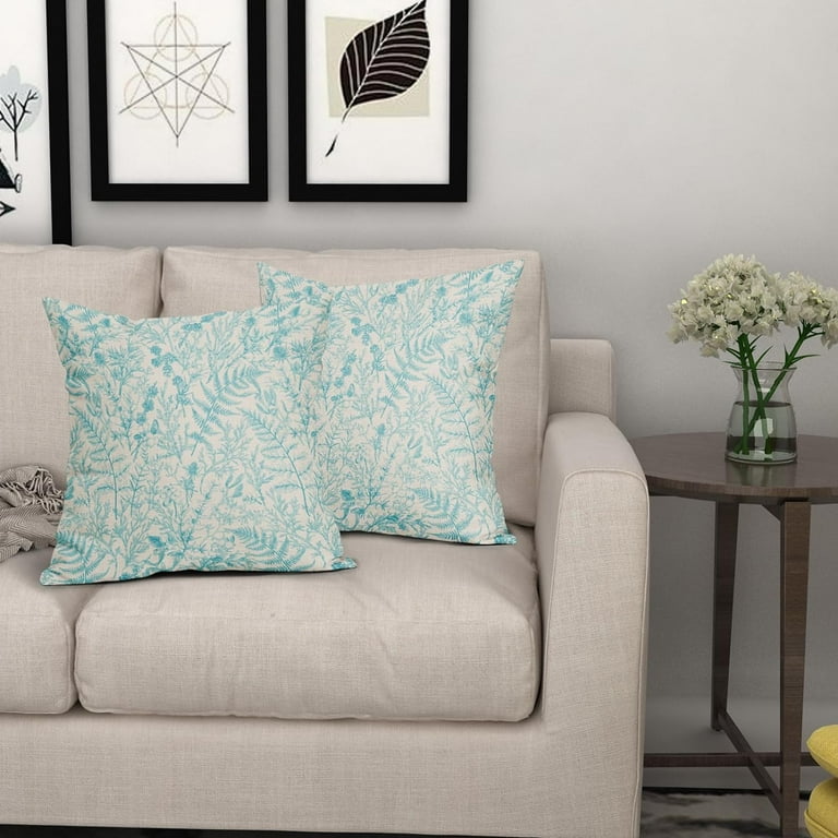 Patdrea Velvet Throw Pillow Covers 18x18 Inch - Green Floral Vine Pattern, Pack Of 4, Decorative Square Covers