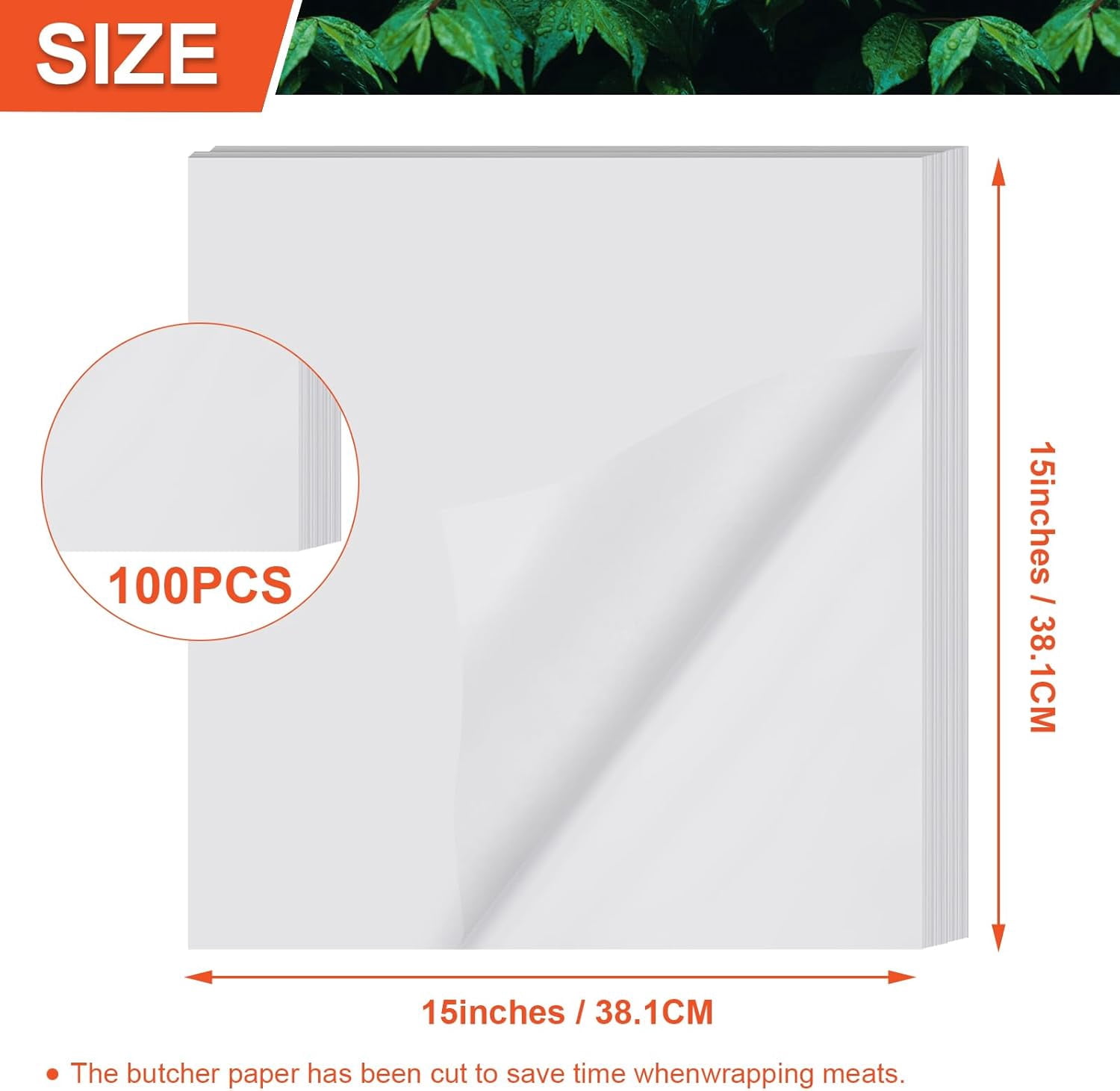 100 Pieces Butcher Paper for Sublimation 15 x inch Disposable No Wax Sheets Precut Square Meat Wrapping Heat Press Art Project