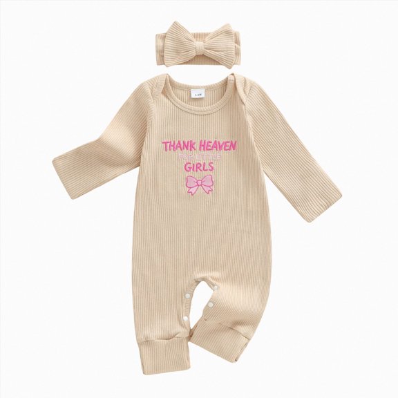 Ccpelsie Newborn Baby Girl Clothes Cute Floral Jumpsuit Bows Ruffle Romper Fall Winter Outfits(Beige,0-3 Months)