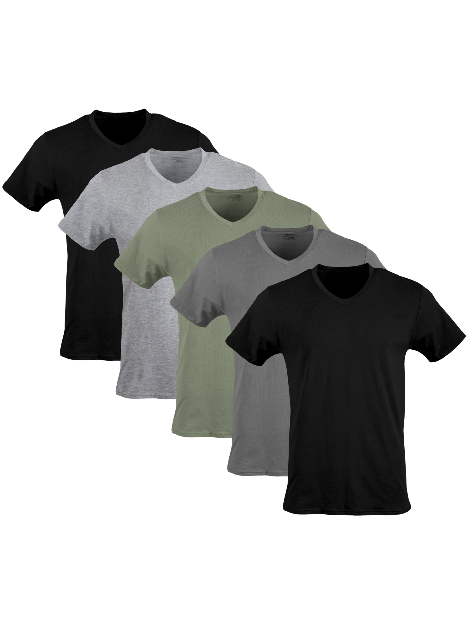 Gildan Men's Short Sleeve V-neck T-Shirts Assorted Color T-shirt up to 2XL, 5-pack, Navy, Heather Navy, Indigo Blue, Medium