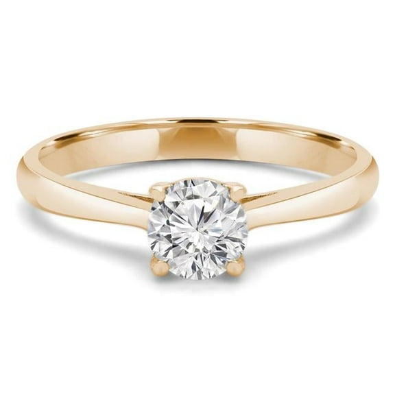 Majesty Diamonds MD240052-7.5 0.33 CT Round Diamond 4-Prong Solitaire Engagement Ring in 14K Yellow Gold - Size 7.5