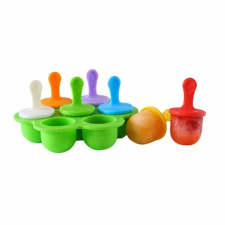 

EJWQWQE Silicone 7-hole Popsicle With Lid Colorful Diy Ice Cream Ice Tray