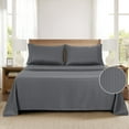 thumbnail image 3 of Mainstays Super Soft Brushed Microfiber Bed Sheet Set, Soothing Gray Embossed Stripe, Full, 4 Piece, 3 of 13