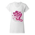 thumbnail image 2 of Wild Bobby Breast Cancer Awareness Flowers Breast Cancer Awareness Women Standard V-Neck Tee, White, Small, 2 of 6