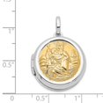 thumbnail image 3 of FB Jewels Sterling Silver Rhodium-plated w/Gold-plate Round St. Christopher's Locket, 3 of 3