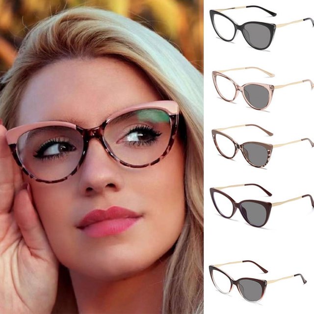 Gafas de sol retro con forma de ojo de gato, montura de metal, nuevas, con espejo plano, fotocromáticas, antiluz azul, para fotografía callejera, para mujer, con ojos de moda