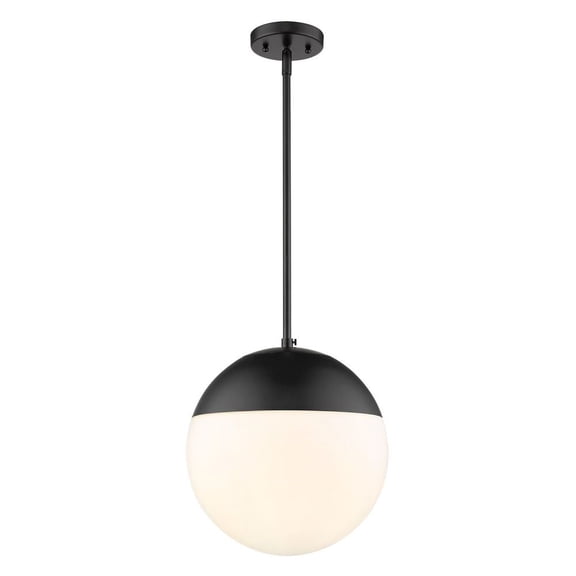Golden Lighting Dixon 1-light 12in Pendant and Matte Black shade and Opal Glass