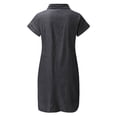 thumbnail image 5 of Hontri Women's Casual Dress Summer Dress Women's Slim Fashion Sleeve Denim Midi Short Women's Casual Dress Grey 5Xl, 5 of 6