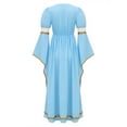 thumbnail image 3 of TiaoBug Girls Medieval Princess Royal Queen Renaissance Faire Dress Long Bell Sleeve Velvet Party Maxi Gown Light Blue 14, 3 of 5