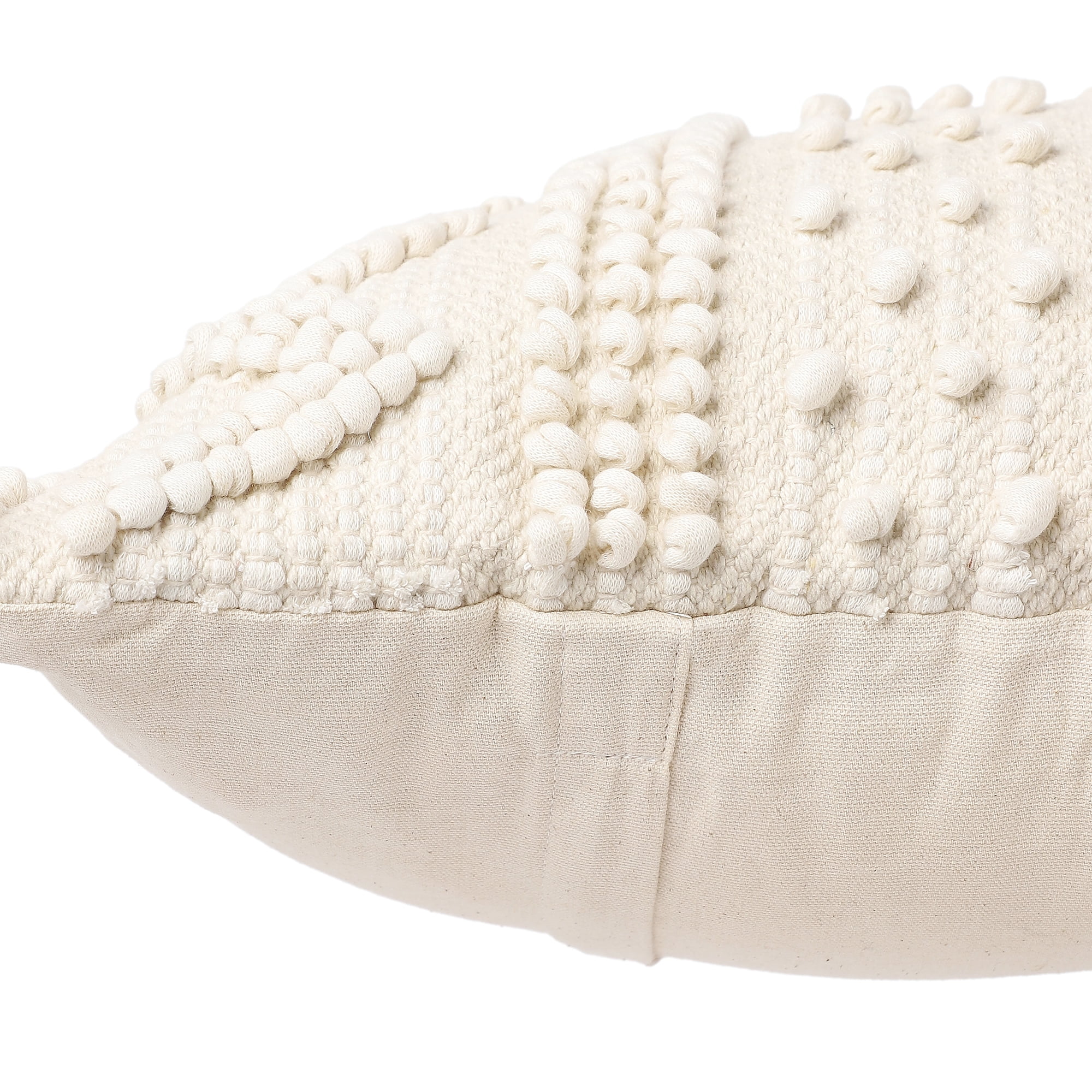 · REDEARTH · Boho Textured Throw Pillow Cushion Covers - Woven Tufted Decorative Farmhouse Cases Set for Couch - Bed - Chair - Dining - Patio - Outdoor - 100% Cotton (18"x18" - Natural) Pack of 2