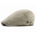 thumbnail image 2 of FINALGANG Womens Mens Solid Color Striped Linen Newsboy Cap Breathable Buckle Strap Adjustable Fit Lightweight Hat For Summer Daily Formal Wear Classic Headwear, 2 of 3