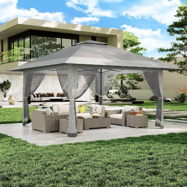Waterproof portable screened canopy tent con double vented roof y carry bag, effortless setup para patio, backyard, garden