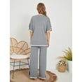 thumbnail image 6 of DAKIMOE Womens Pajamas Sets Short Sleeve Knit Pullover Tops with Wide Leg Pants 2 Piece Soft Lounge Sets for Women Sleepwear Loungewear Pjs Travel Comfy Trendy Clothes S to XL, Gray, XL, 6 of 7