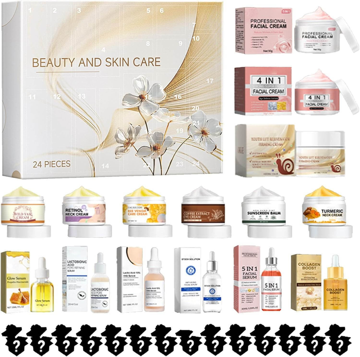 Advent Calendar 2025, Beauty 24 Piece Holiday Beauty Advent Calendar, Pampering Skincare Christmas Countdown Calendars, Makeup Set Gift for Girlfriend Wife Mum Sister