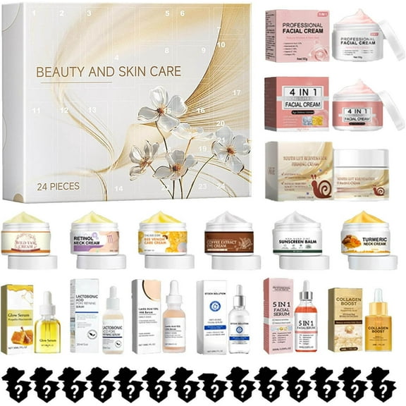 Skin Care Beauty Advent Calendar 2025, 24 Pieces, Holiday Beauty Advent Calendar, Pampering Skin Care Christmas Countdown Calendar, Make-up Set Gift for Girlfriend, Mum, Sister