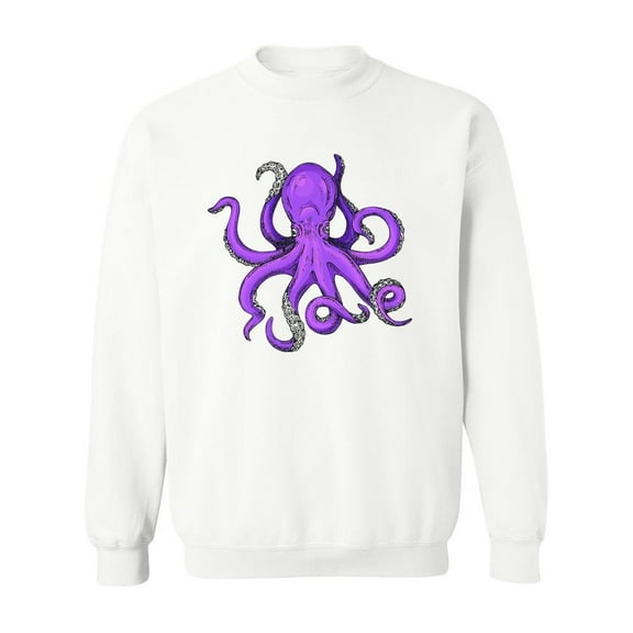 Giant Purple Octopus Sweatshirt Men - Men Sweatshirt, White, Small