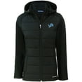 thumbnail image 2 of Women's Cutter & Buck Black Detroit Lions Evoke PrimaLoft Hybrid Eco Softshell Recycled Full-Zip Hooded Jacket, 2 of 3