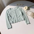 thumbnail image 4 of UACY Girls' Ribbed Knit Cardigan Long Sleeve Button down Lightweight Sweater Toddler Knitwear Button Closure Ruffled Outwear Tops, 4 of 6