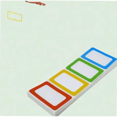 Colourful Name Tag Labels 89x57mm - 200 Stickers, Waterproof, Sticky Labels for Clothes, Office and School