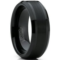 Metal Masters Tungsten Carbide Mens Black Brushed Center Wedding Band Engagement Ring 8mm Comfort-Fit
