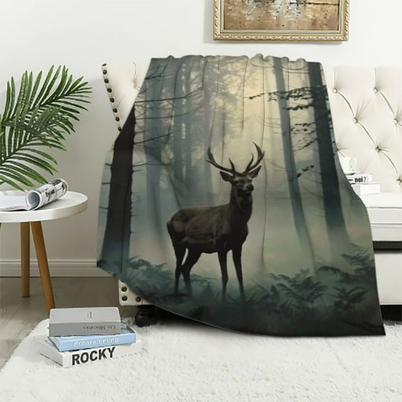 Chilfamy  Deer Blankets for Men - Deer Blankets and Throws  Blanket Deer, Deer Blanket for Men Hunting Lovers, Deer Blanket for Couch Sofa Decor All Seasons, Deer Throw Blankets White