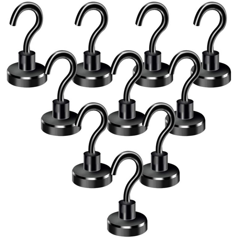 ULIBERMAGNET Strong Magnetic Coat Hooks,Heavy Duty Rubber Coated Magnets Hook for Metal,Door,Grill,Refrigerator, Locker,Neodymium Magnet Hoo