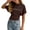 00$-Brown209, variant on Hiijoy Girls Black Tee Shirt Fashion Ruched Short Sleeves Round Neck Tshirt, Sizes 3-14